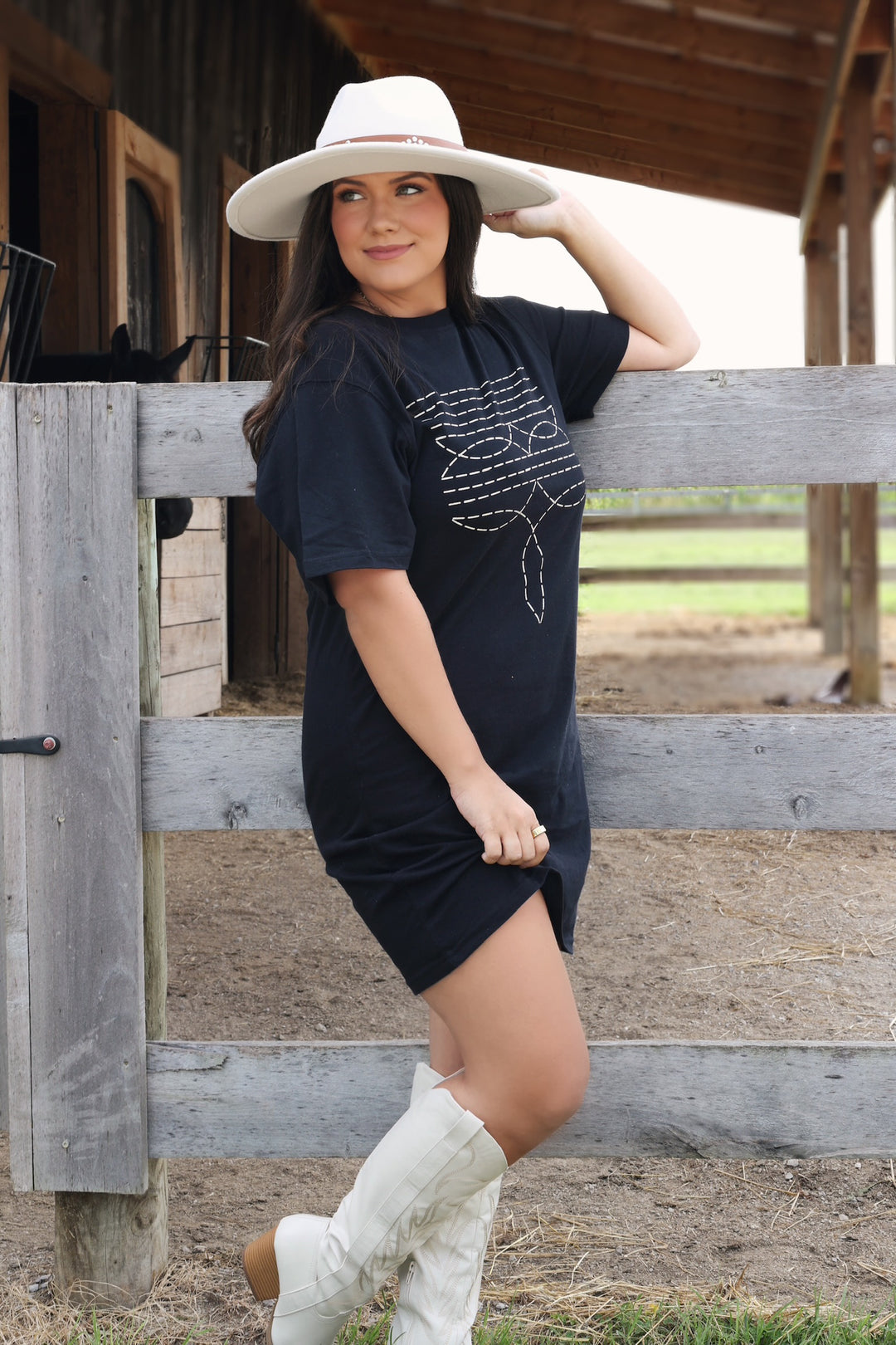 Out West T-Shirt Dress - Black (FINAL SALE)