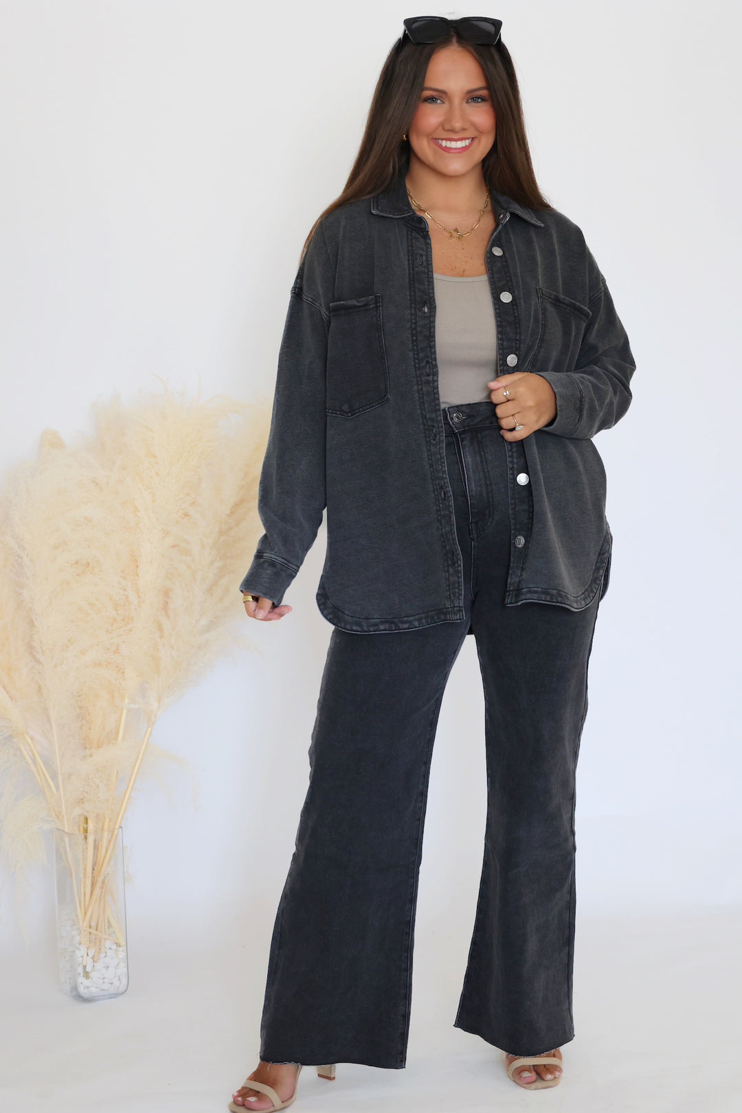 Harper Wide Leg Jean - Black Washed