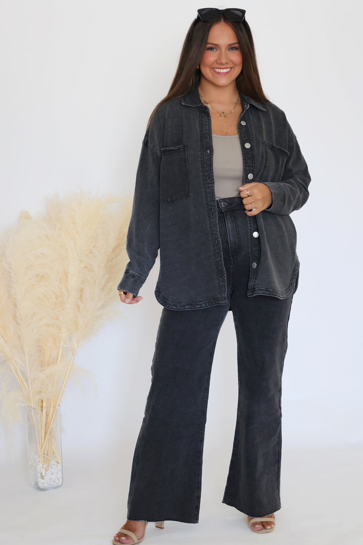 Harper Wide Leg Jean - Black Washed