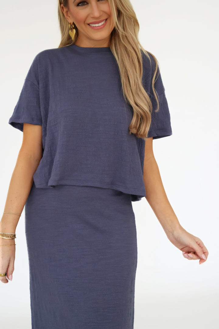 Sway Cropped Tee - Worn Blue