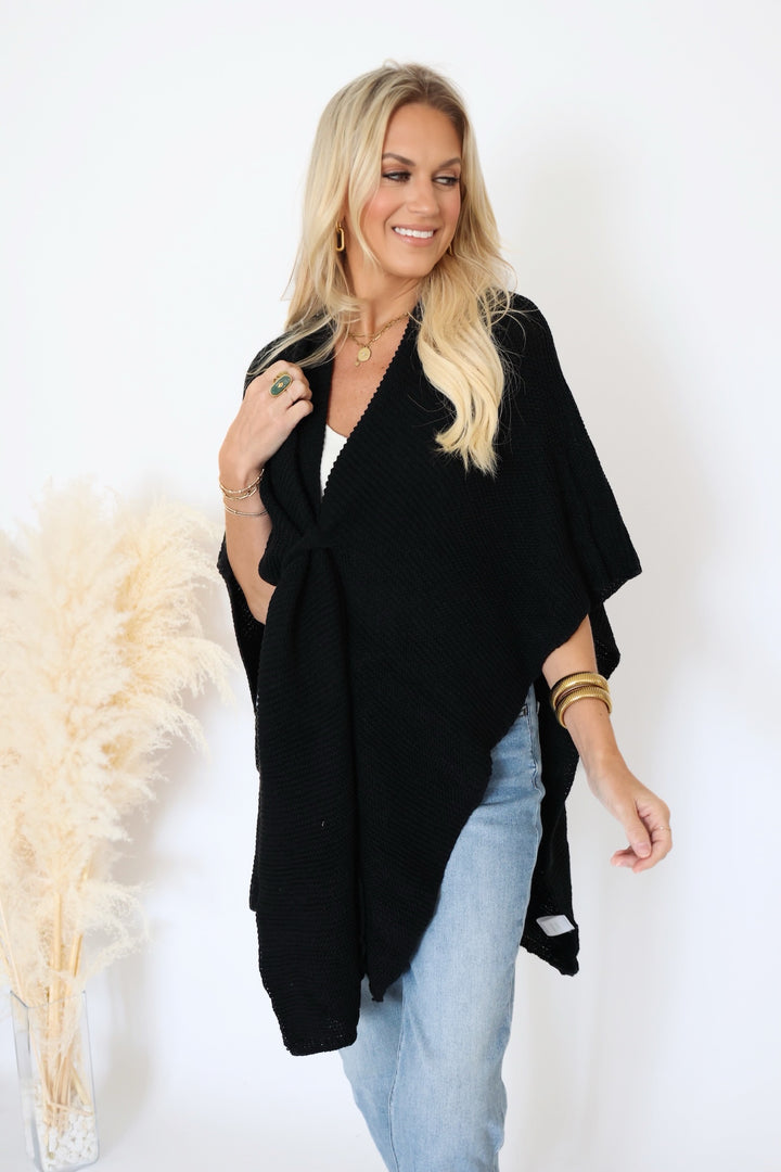 Lydia Pull Through Cardi Wrap - Black