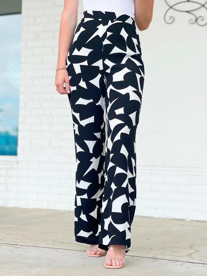 Brit Wide Leg Pants - Black/White