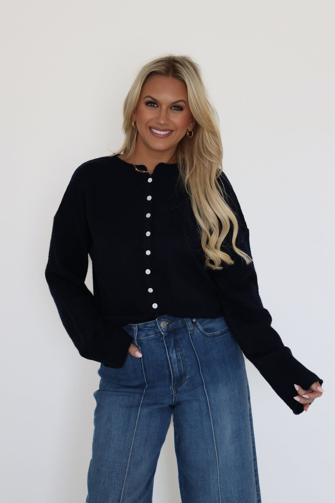 Format Sweater Cardigan- Navy