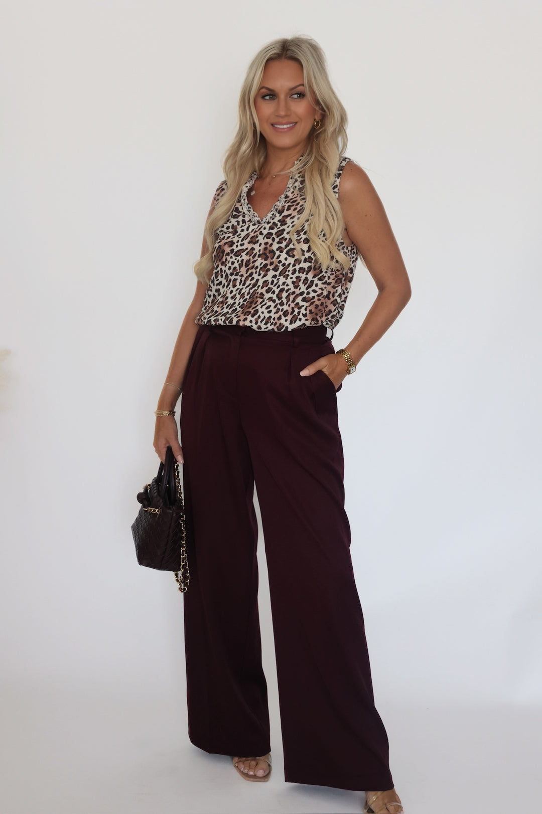 Lilibet Satin Pant - Red Wine