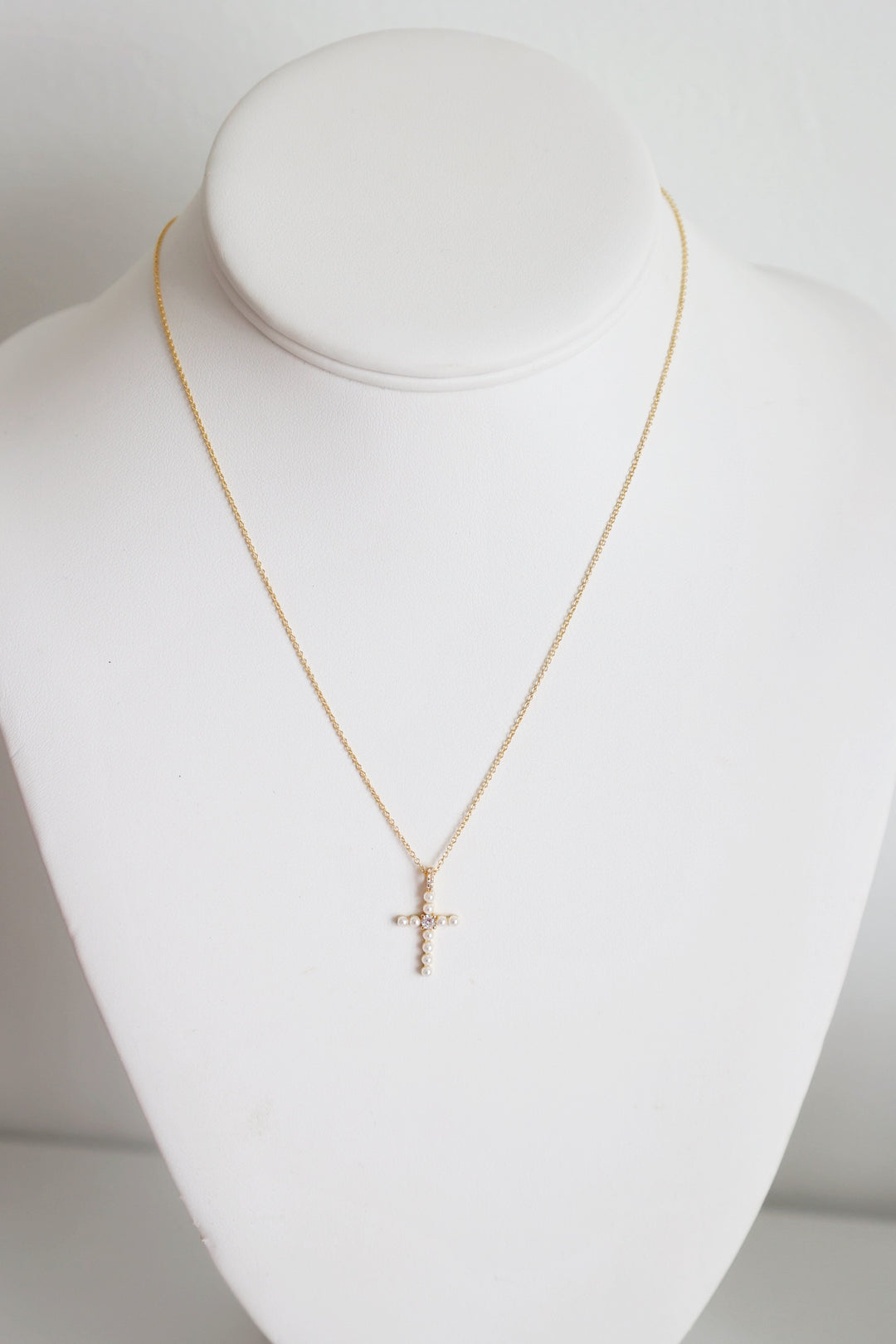 Pearl Studded Cross Necklace