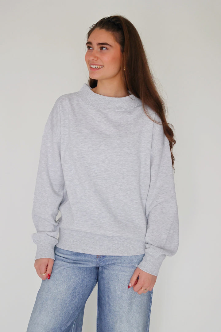 Fleece Mockneck- Grey