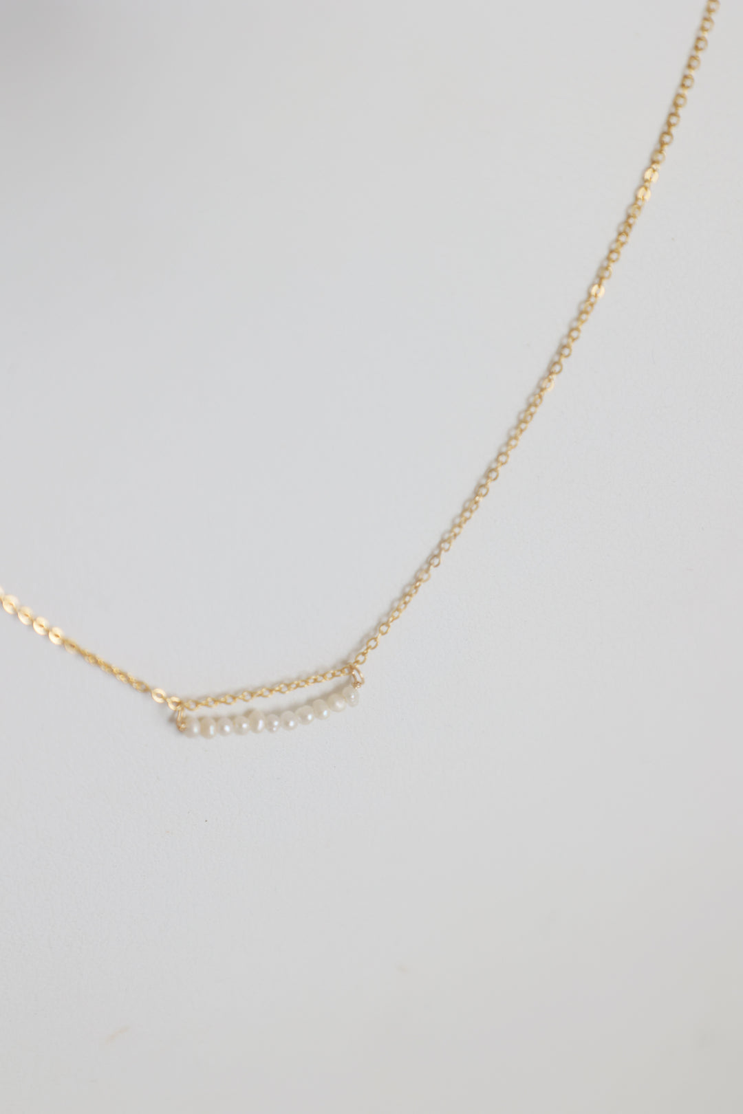 Pearl Bar Necklace- Gold Filled