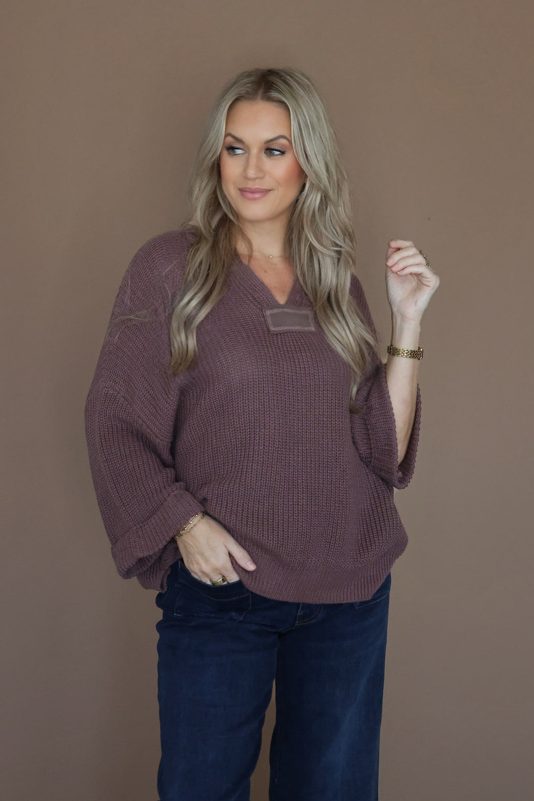 Sylvia V-Neck Sweater- Mocha