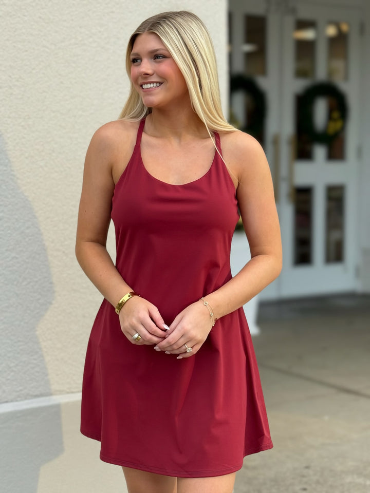 Encore Active Dress- Burgundy