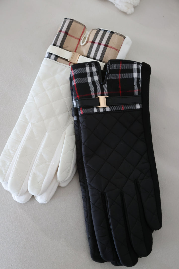 Plaid Puffer Touchscreen Gloves