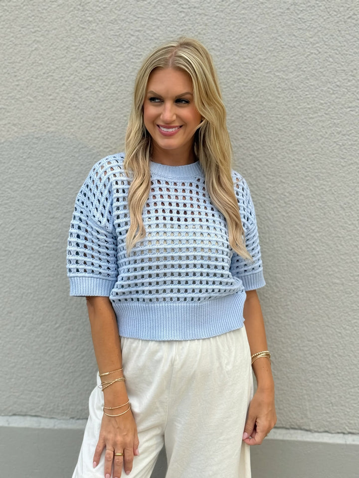 Alina Crochet Top- Blue