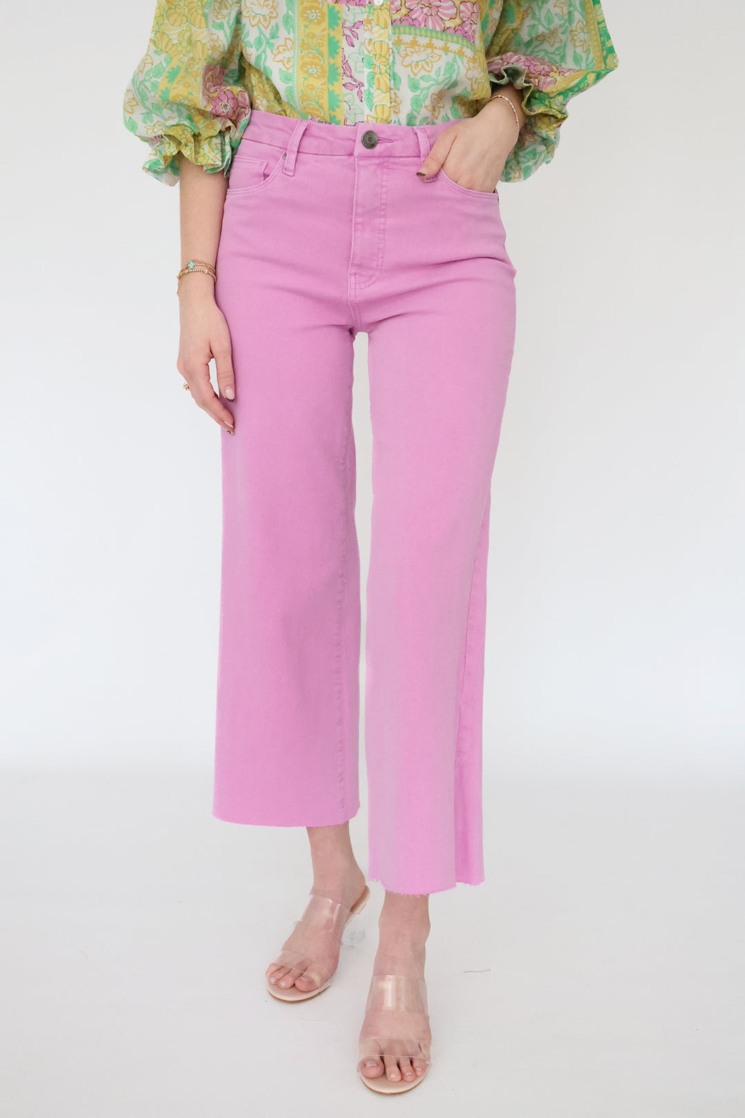 Meg High Rise Fab Ab Wide Leg Jean - Soft Orchid