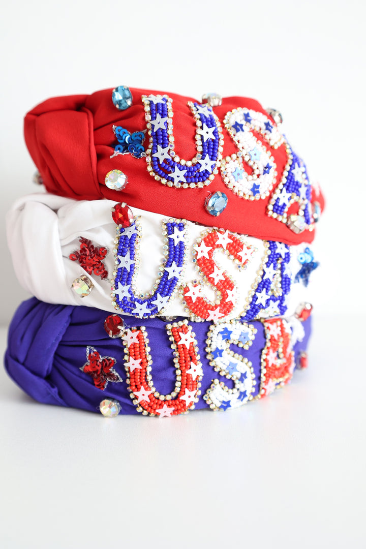 USA Love Beaded Headband (FINAL SALE)