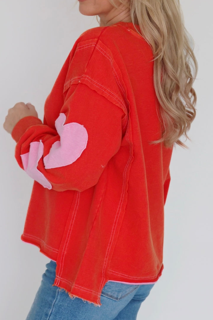 Patched Heart Sweatshirt