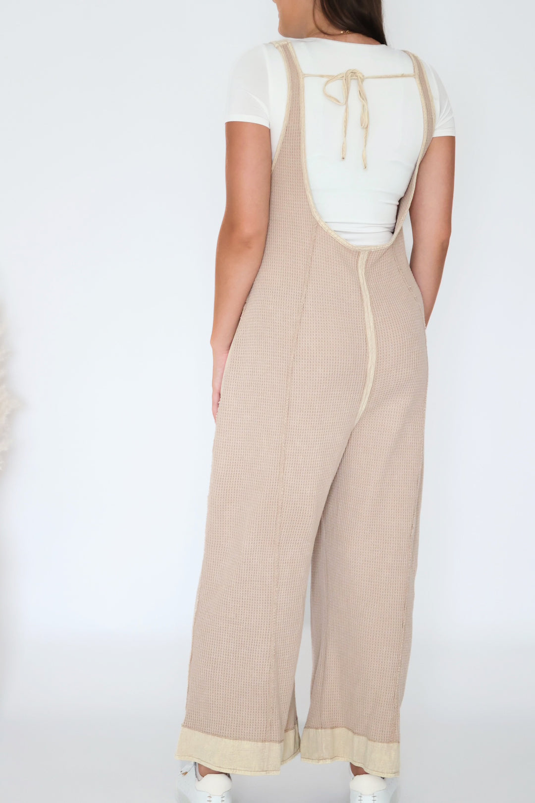 Sashi Waffle Knit Jumpsuit - Oatmeal