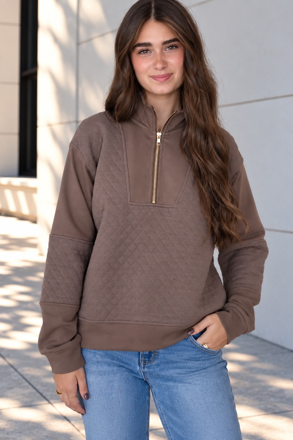 Practical Half Zip- Cocoa