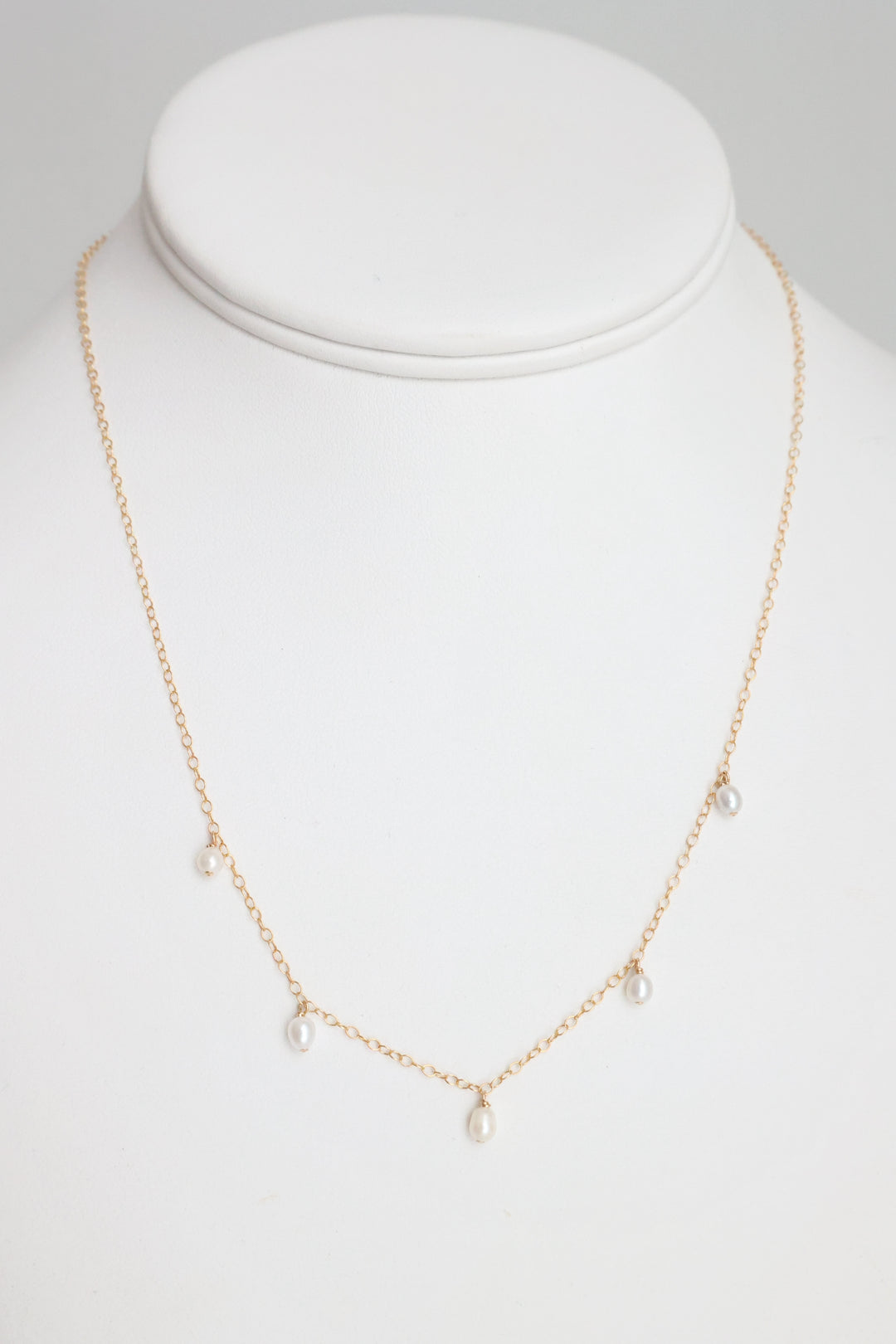 Five Pearl Necklace- Gold Filled