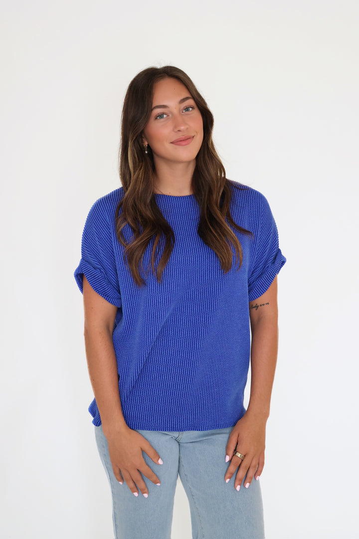 Anna Rib Top- Blue