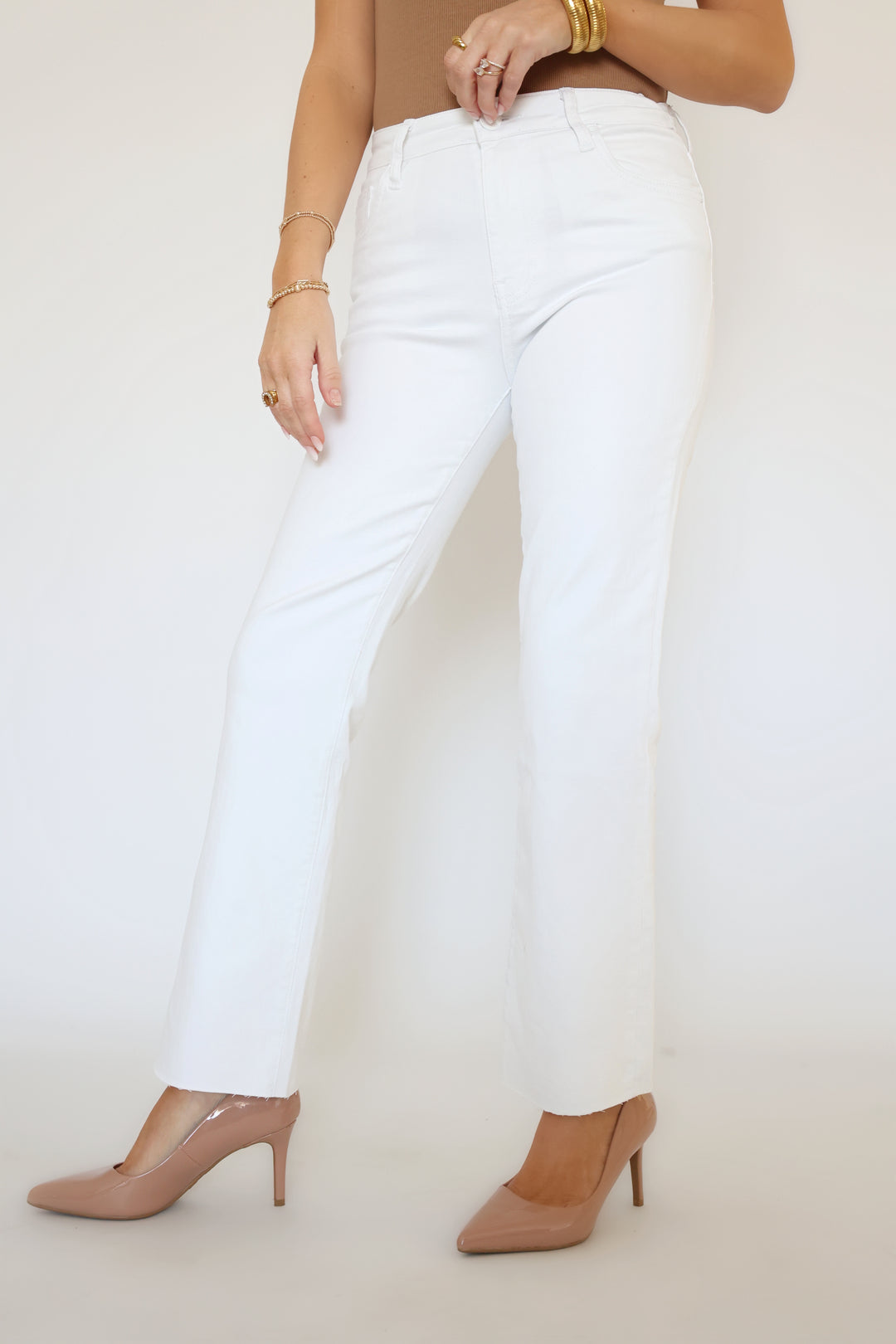 Kelsey High Rise Ankle Flare Jeans -Optic White