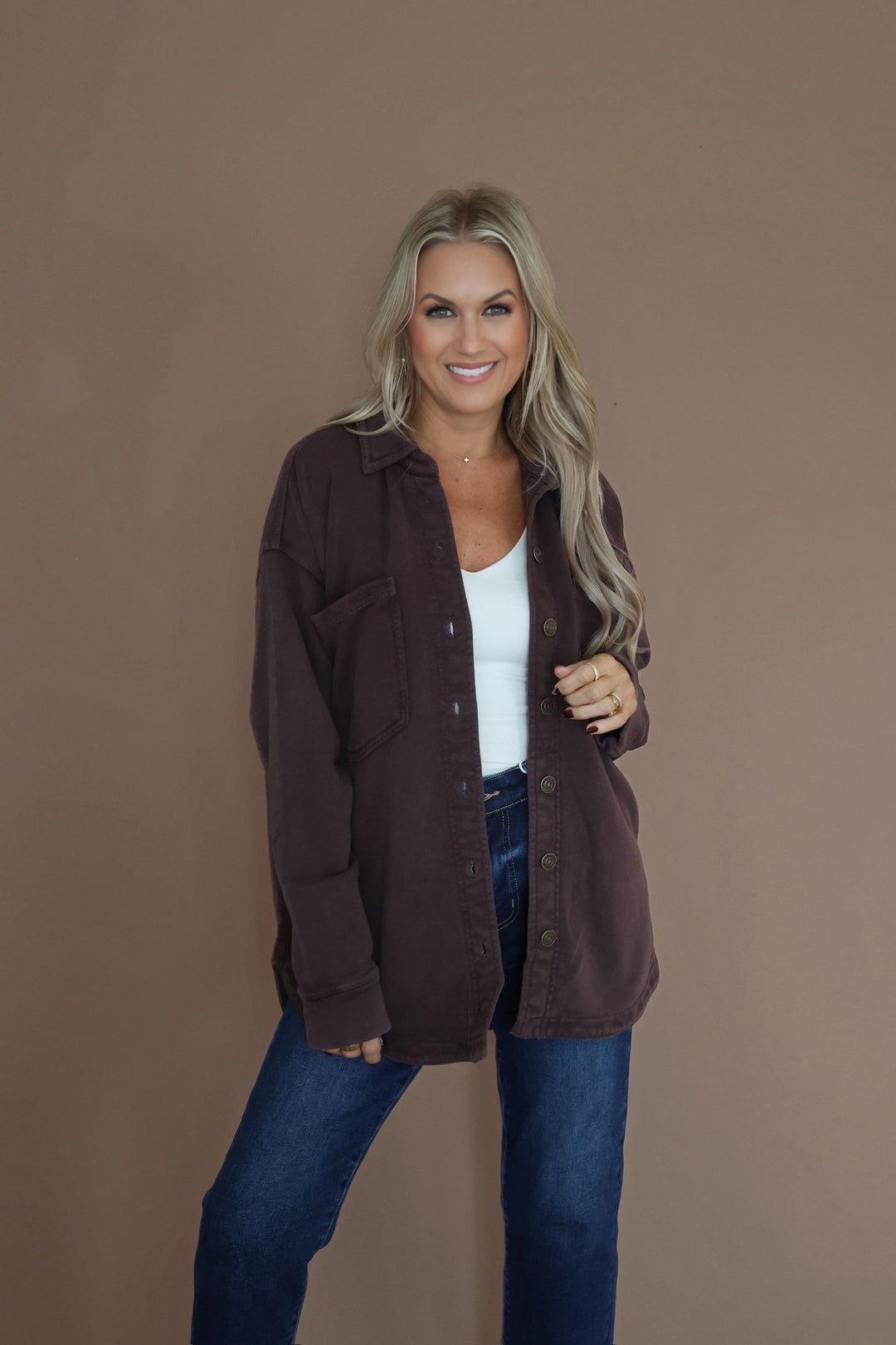 All Day Knit Jacket- Chocolate Cherry