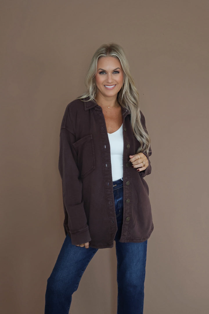 All Day Knit Jacket- Chocolate Cherry