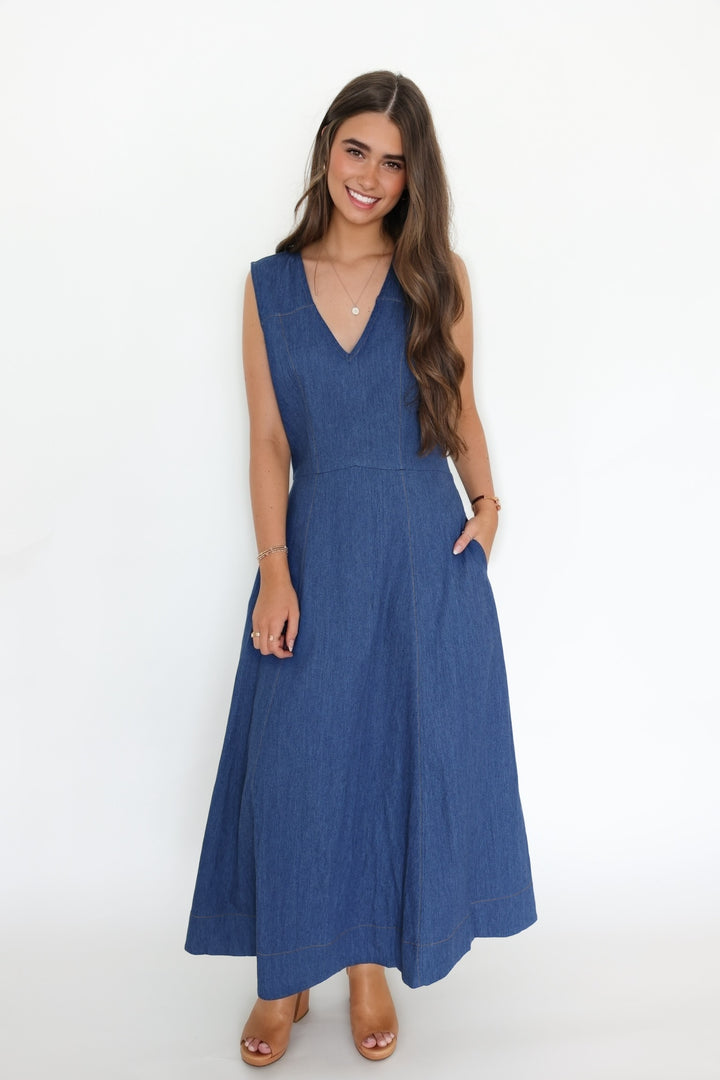 Americana Denim Midi Dress