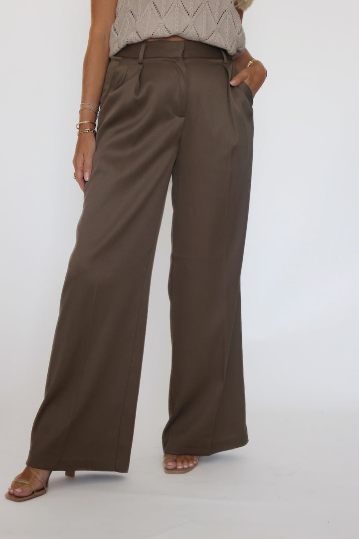 Lilibet Satin Pant - Khaki