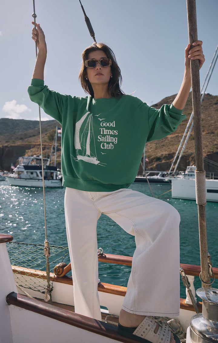 Sail Away Sunday Sweatshirt - Botanical Green