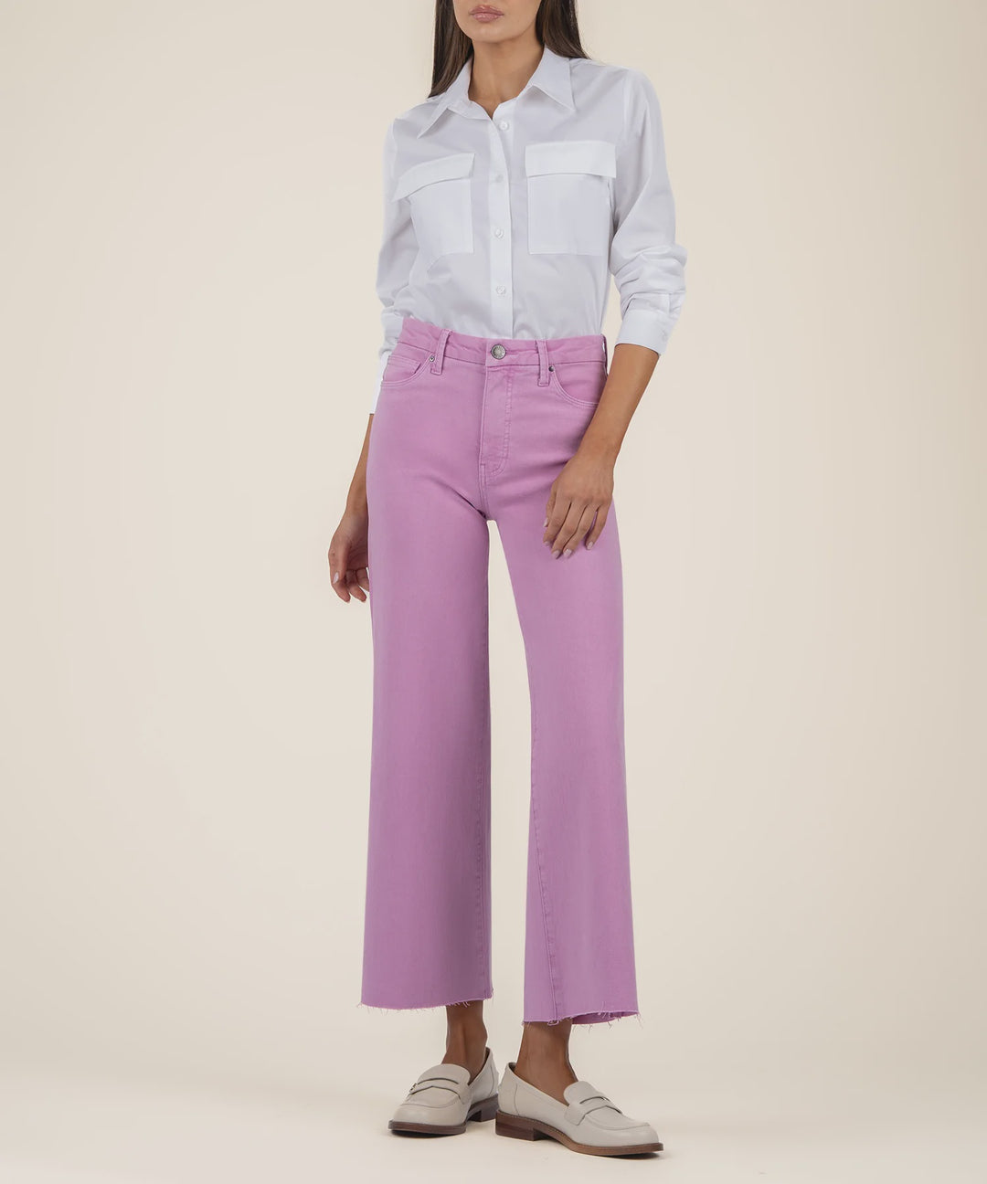 Meg High Rise Fab Ab Wide Leg Jean - Soft Orchid