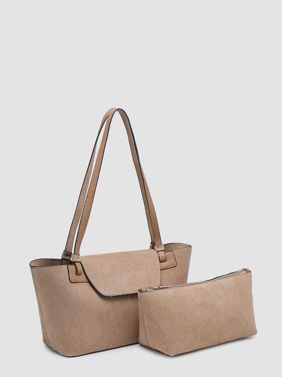 Reese Faux Suede Bag- Taupe