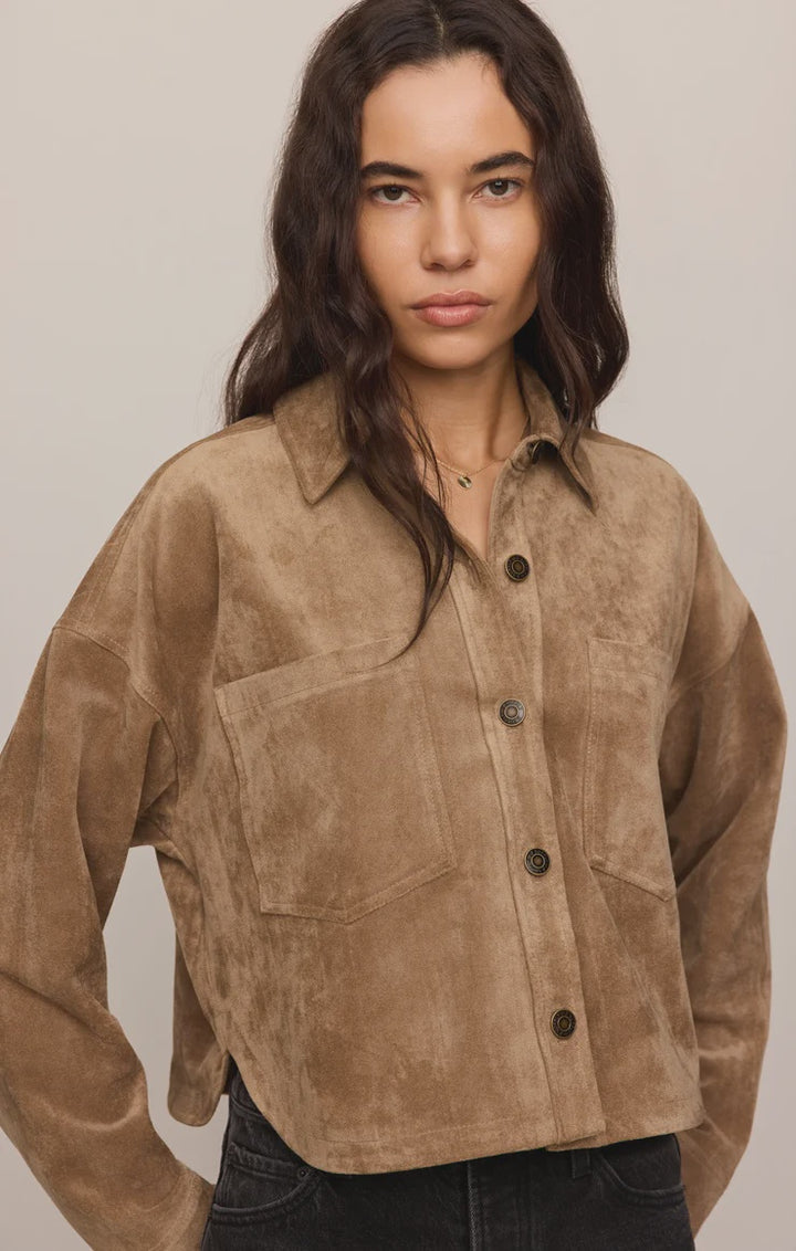 All Day Cropped Suede Jacket