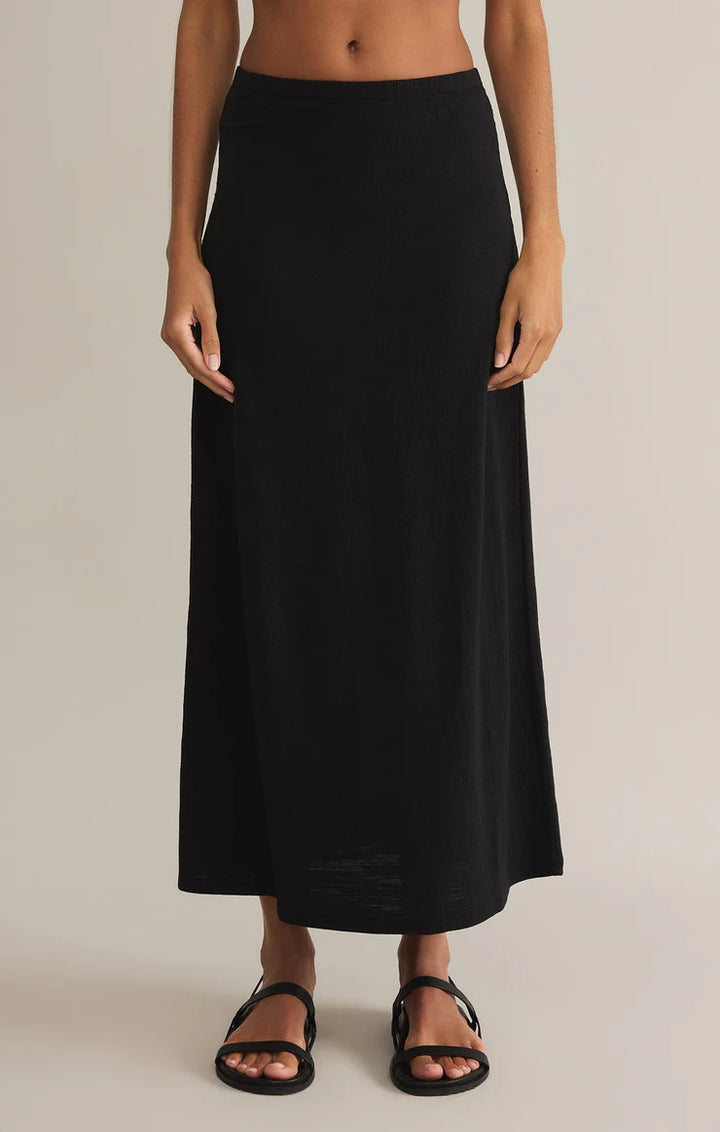 Delavine Textured Midi Skirt - Black