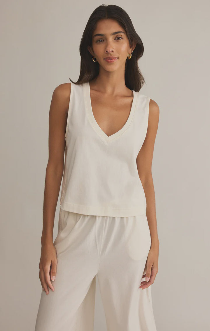 Sloane V-Neck Tank - Sea Salt