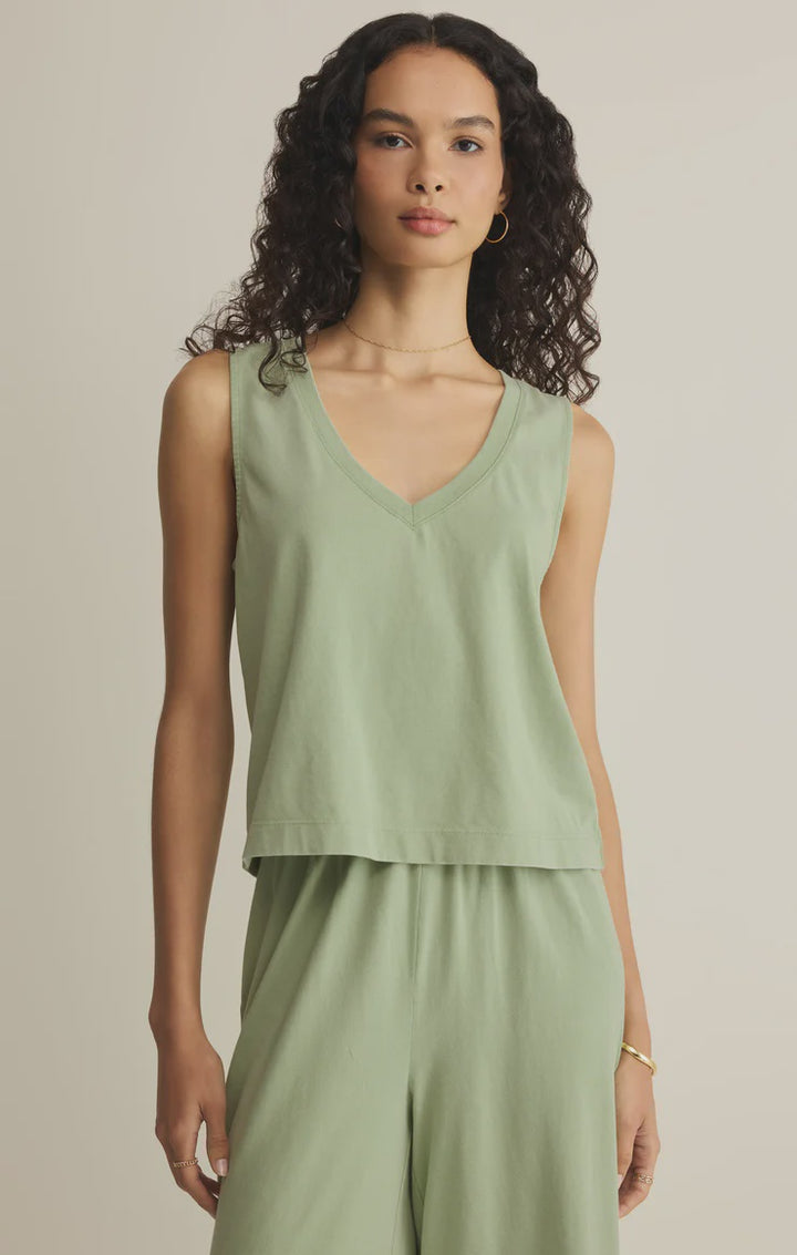 Sloane V-Neck Top- Crystal Green