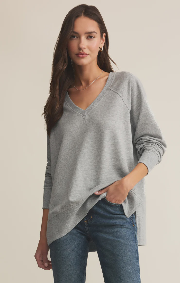 Modern V Neck Weekender- Classic Heather Grey