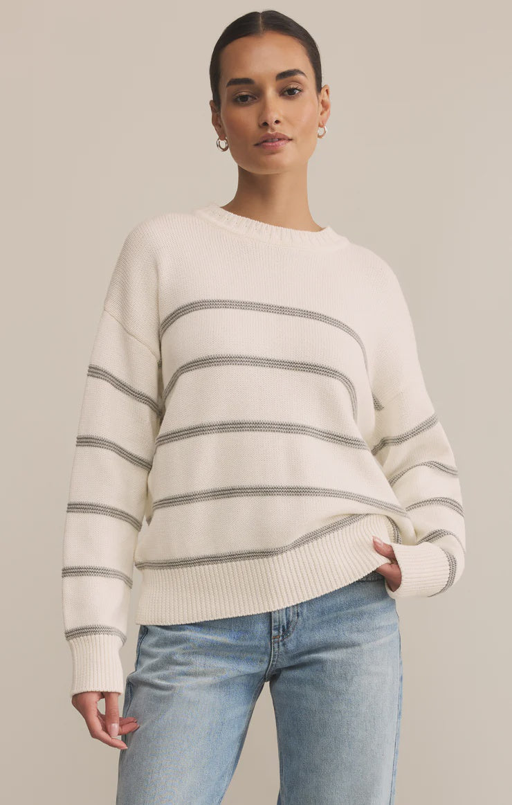 Boyfriend Stripe Sweater - White