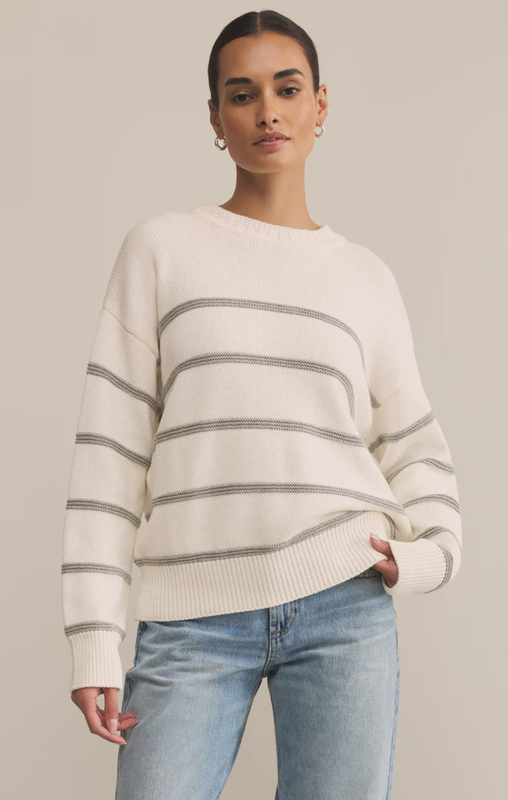 Boyfriend Stripe Sweater - White