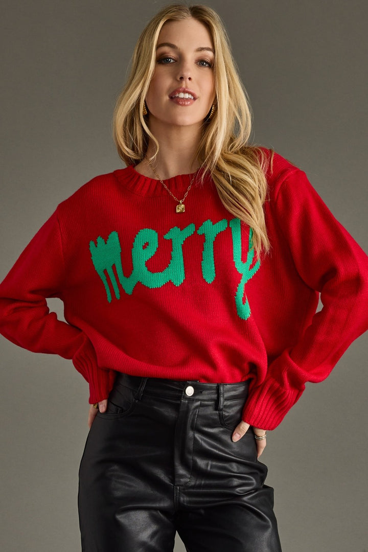 Bright Merry Sweater- Red