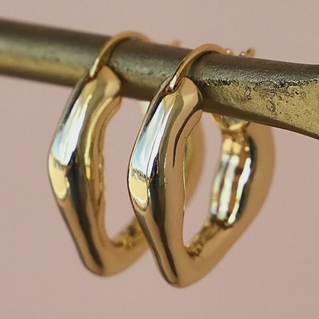 Organic Gold Hoops- Gold Plated