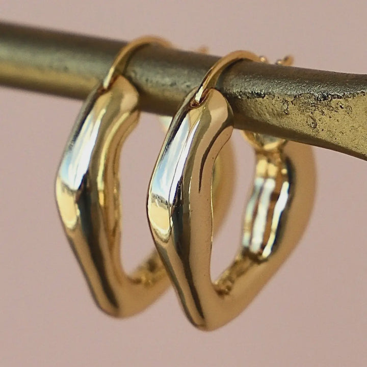 Organic Gold Hoops- Gold Plated