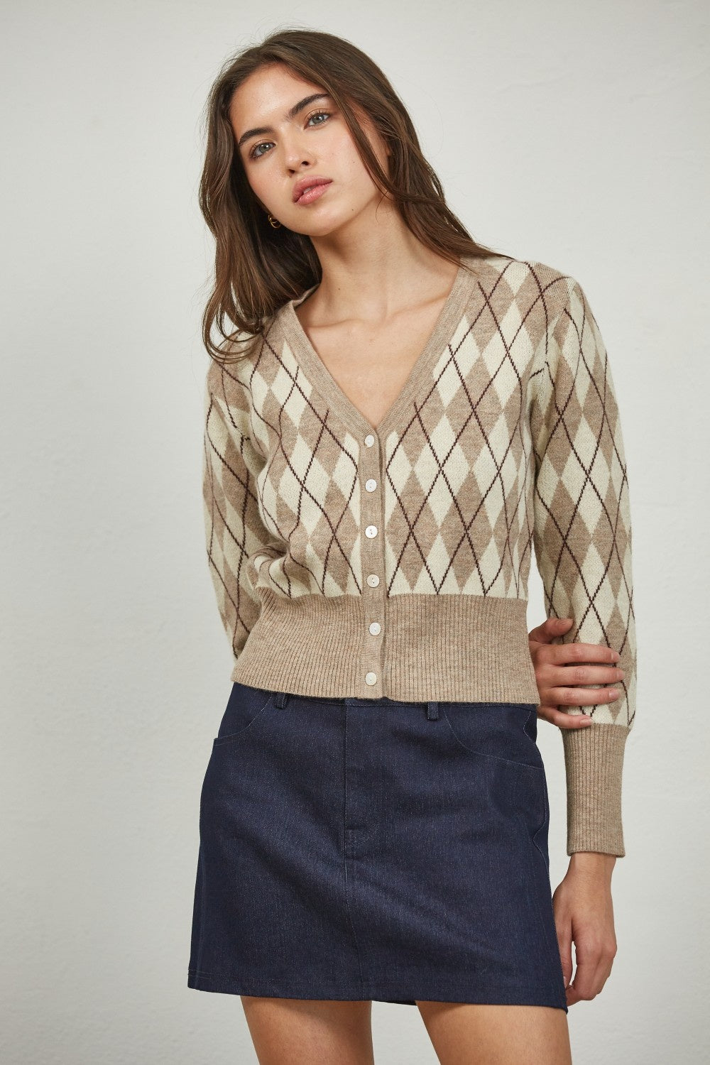 Treasure Argyle Cardigan