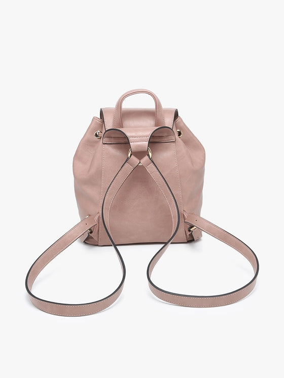 Jewel Distressed Bucket Backpack - Mauve