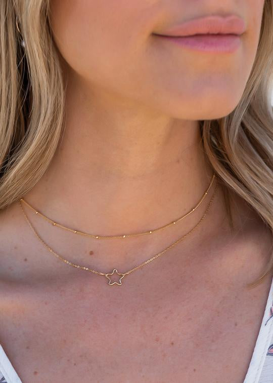 Star Outline Necklace- Gold Filled