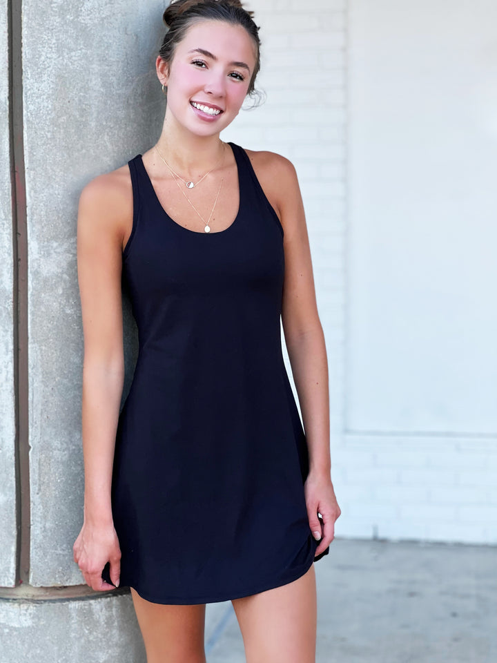 Courtside Romper Dress - Black