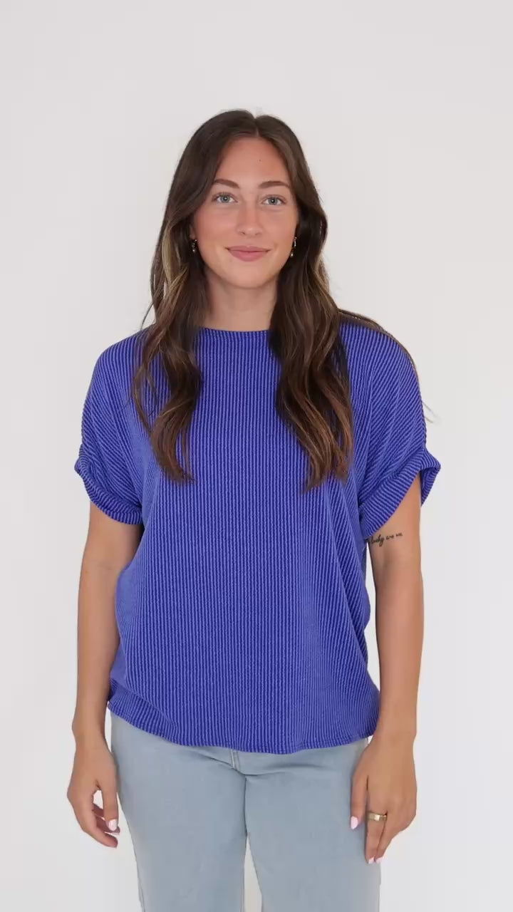 Anna Rib Top- Blue