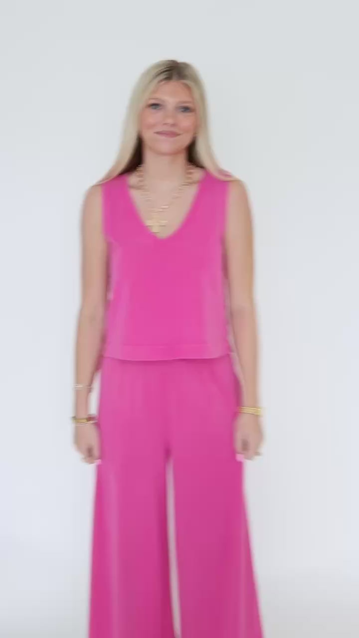 Sloane V-neck Top- Island Pink