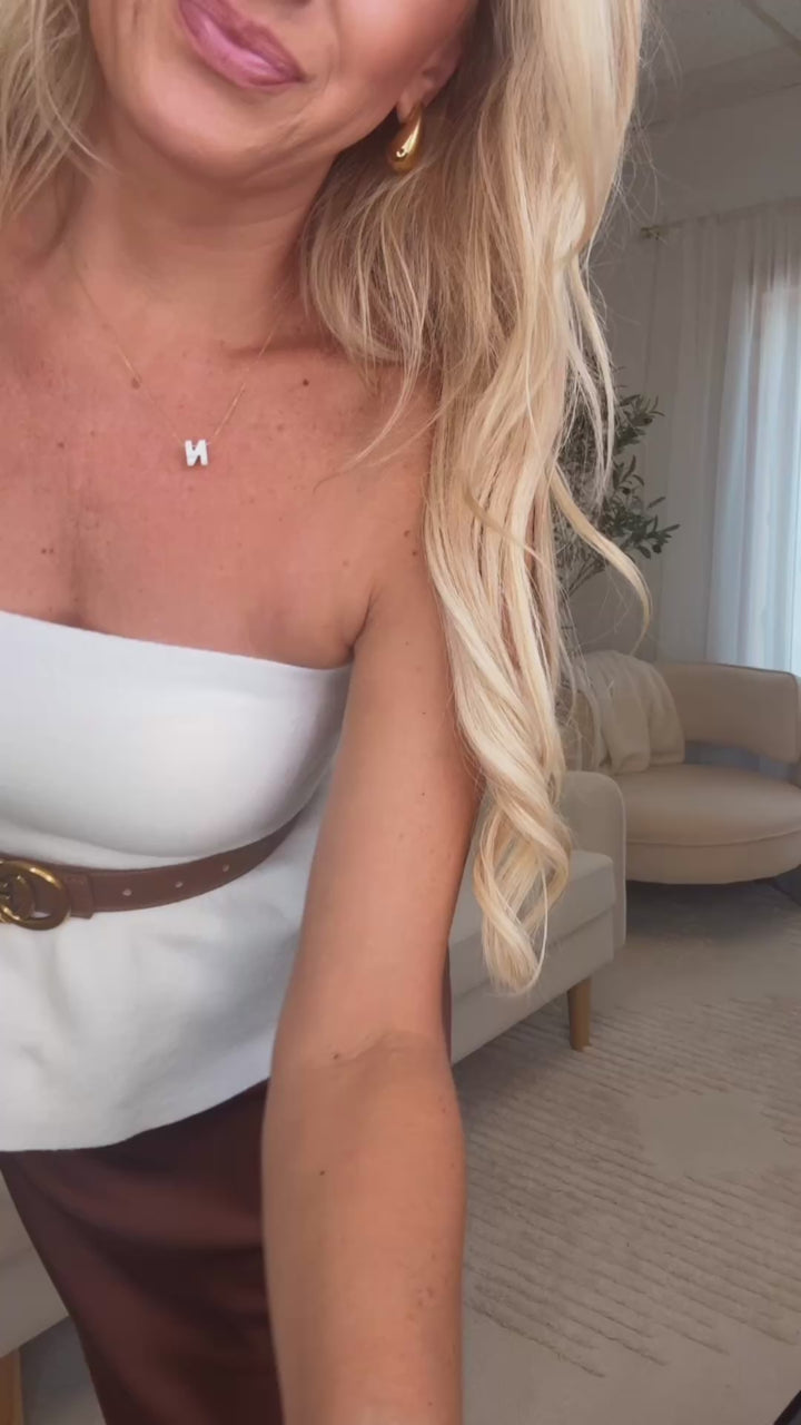 Ellie Strapless Peplum- White