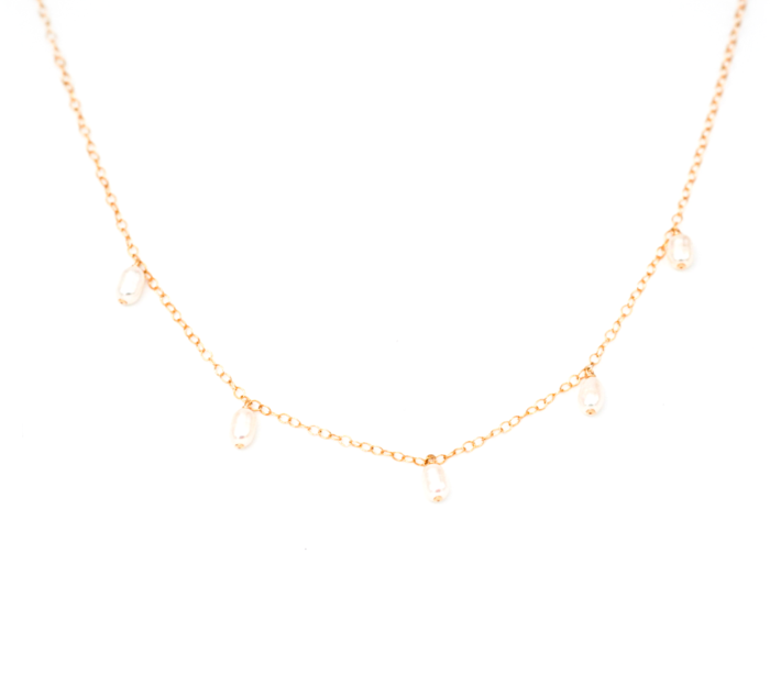Five Pearl Necklace- Gold Filled
