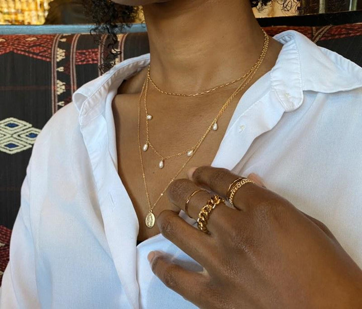 Five Pearl Necklace- Gold Filled