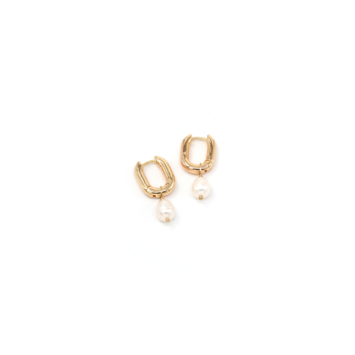 Remi Pearl Hoops- Gold Plated
